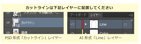 白押さえレイヤーPSD形式「カットラインレイヤー」、AI形式「Lineレイヤー」